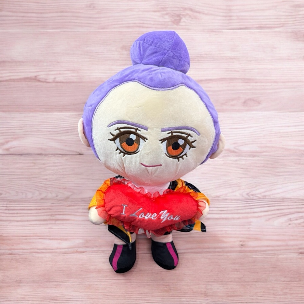 Purple kpop demon hunters Plush Doll with Heart